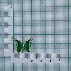 Butterfly Brass Green Crystal Pendant Chain Necklace For Women