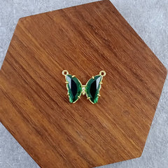 Butterfly Brass Green Crystal Pendant Centre Pcs Combo Pack Of 6 For Women