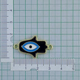 Hamsa Evil Eye Brass Black Enamel Pendant Centre Pcs For Women
