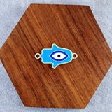 Hamsa Evil Eye Brass Blue Enamel Pendant Centre Pcs For Women