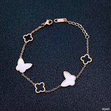 Clover Flower Butterfly Rose Gold Stainless Steel Link Chain Bracelet Women