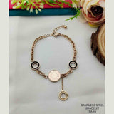 Roman Charm Rose Gold Stainless Steel Link Chain Bracelet Women