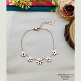 Flower Rose Gold Stainless Steel Link Chain Bracelet Women