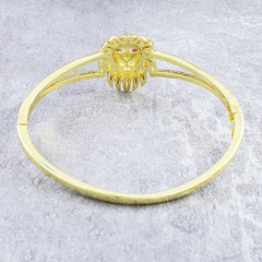 Lion Head Green Crystal Cubic Zirconia Openable Cuff Kada Bangle For Women