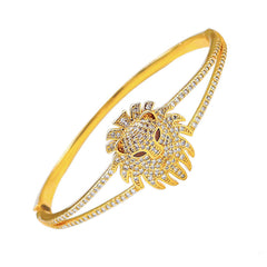 Lion Head Red Crystal Cubic Zirconia Openable Cuff Kada Bangle For Women