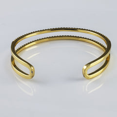 Rainbow Dual Layer Gold Crystal Cubic Zirconia Cuff Kada Bangle For Women
