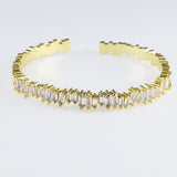 Stylish Gold Baguette Crystal Cubic Zirconia Cuff Kada Bangle For Women