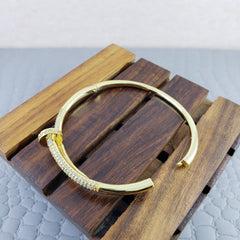 Nail American Diamond Gold Openable Kada Bangle For Women