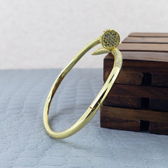 Nail American Diamond Gold Openable Kada Bangle For Women
