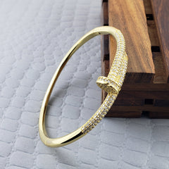 Nail American Diamond Gold Openable Kada Bangle For Women