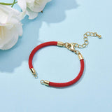 Gold Red Adjustable Thread Bracelet For Women