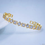 Square Gold American Diamond Crystal Cuff Kada Bangle For Women