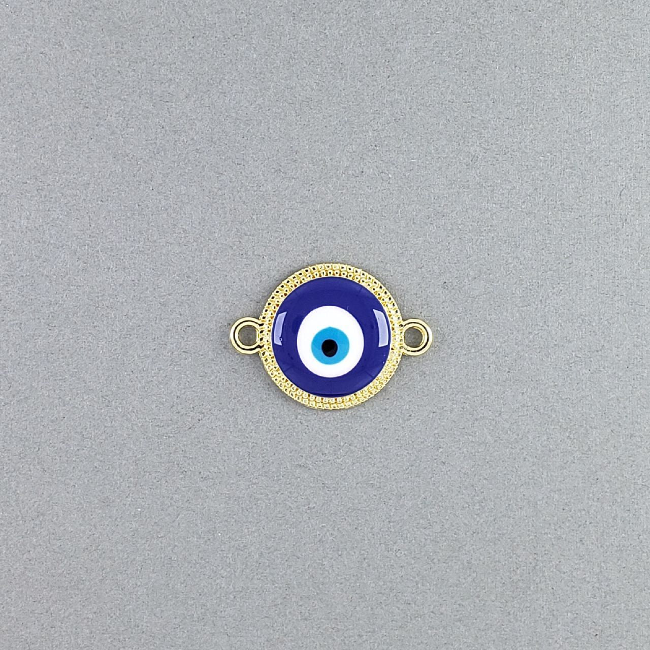 Evil Eye Gold Blue Brass Enamel Charm For Women