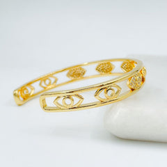 Evil Eye Copper Cubic Zirconia Gold bangle Kada Cuff Women