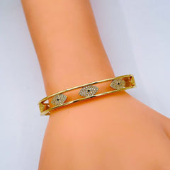 Evil Eye Copper Cubic Zirconia Gold bangle Kada Cuff Women