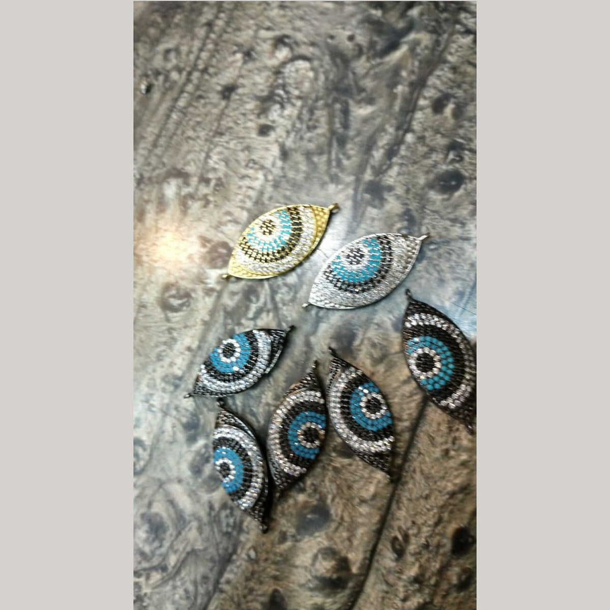 Evil Eye Leaf Silver American Diamond Crystal Centre Pcs For Women