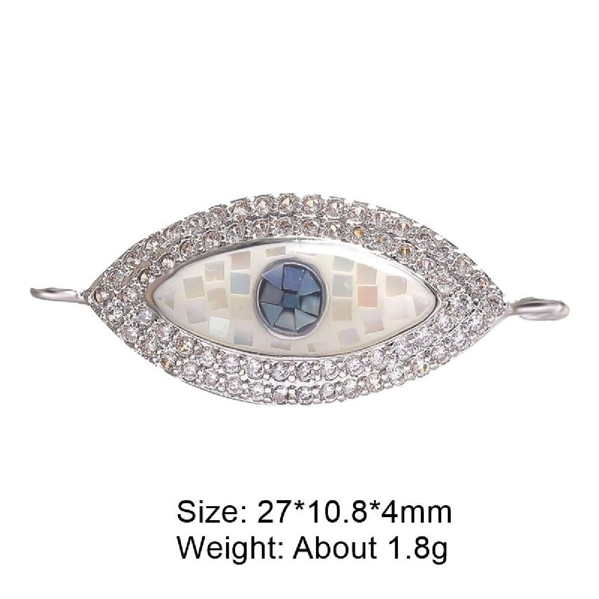 Evil Eye Oval Abalone Rose Gold American Diamond Crystal Centre Pcs For Women