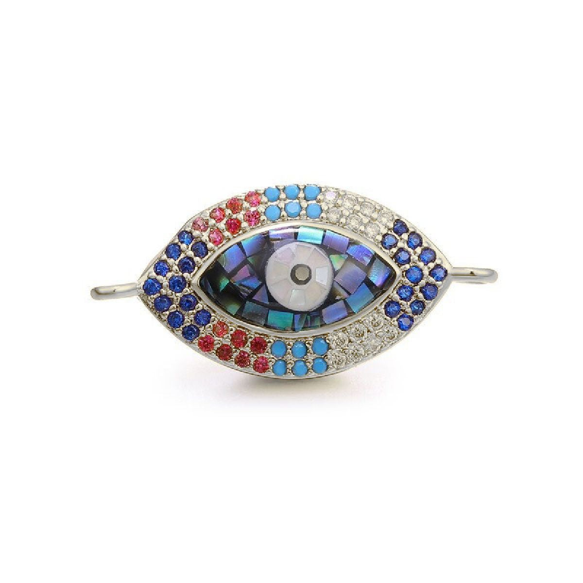 Evil Eye Oval Abalone Gold American Diamond Crystal Centre Pcs