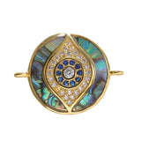 Evil Eye Round Abalone Gold Blue American Diamond Crystal Centre Pcs For Women