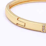 Copper Gold Baguette Cubic Zirconia Crystal bangle Cuff Kada For Women