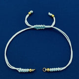 Sky Blue Gold Threads Accessories Adjustable Bracelet For Women Girls