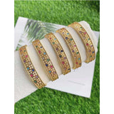 Rainbow Filigree Crystal Gold Copper Cuff Kada Bangle For Women