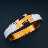 White Enamel Rose Gold Stainless Steel Openable Cuff Kada Bracelet For Women