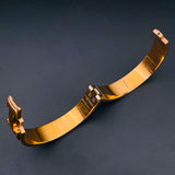 White Enamel Rose Gold Stainless Steel Openable Cuff Kada Bracelet For Women