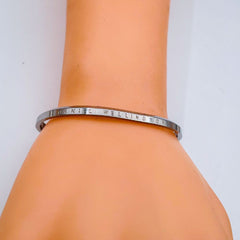 Luxury Stainless Steel Silver Bangle Kada Cuff For Women
