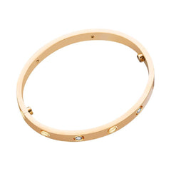 Stainless Steel Gold With Cubic Zirconia Screw Openable Kada Bangle For Women Men