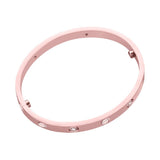 Stainless Steel Gold-Rose With Cubic Zirconia Screw Openable Kada Bangle For Women Men