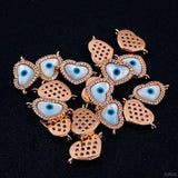 Copper Evil Eye Heart Rose Gold Cubic Zirconia Charm For Women