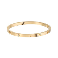 Stainless Steel Cubic Zirconia Screw Bracelet Bangle Kada For Women Gold