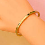 Stainless Steel Cubic Zirconia Screw Bracelet Bangle Kada For Women Gold