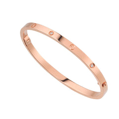 Stainless Steel Cubic Zirconia Screw Bracelet Bangle Kada For Women Rose Gold