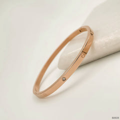 Stainless Steel Cubic Zirconia Screw Bracelet Bangle Kada For Women Rose Gold
