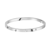 Stainless Steel Cubic Zirconia Screw Bracelet Bangle Kada For Women Silver