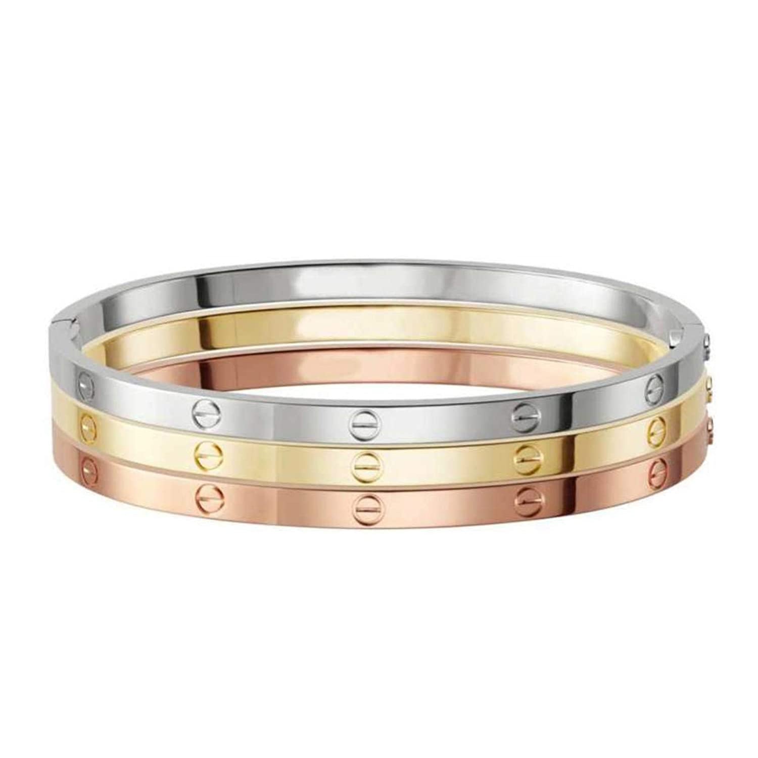 Buy Stainless Steel Gold Plated Love Bracelet For Women & Girls (Gold, 2'4)  at Amazon.in