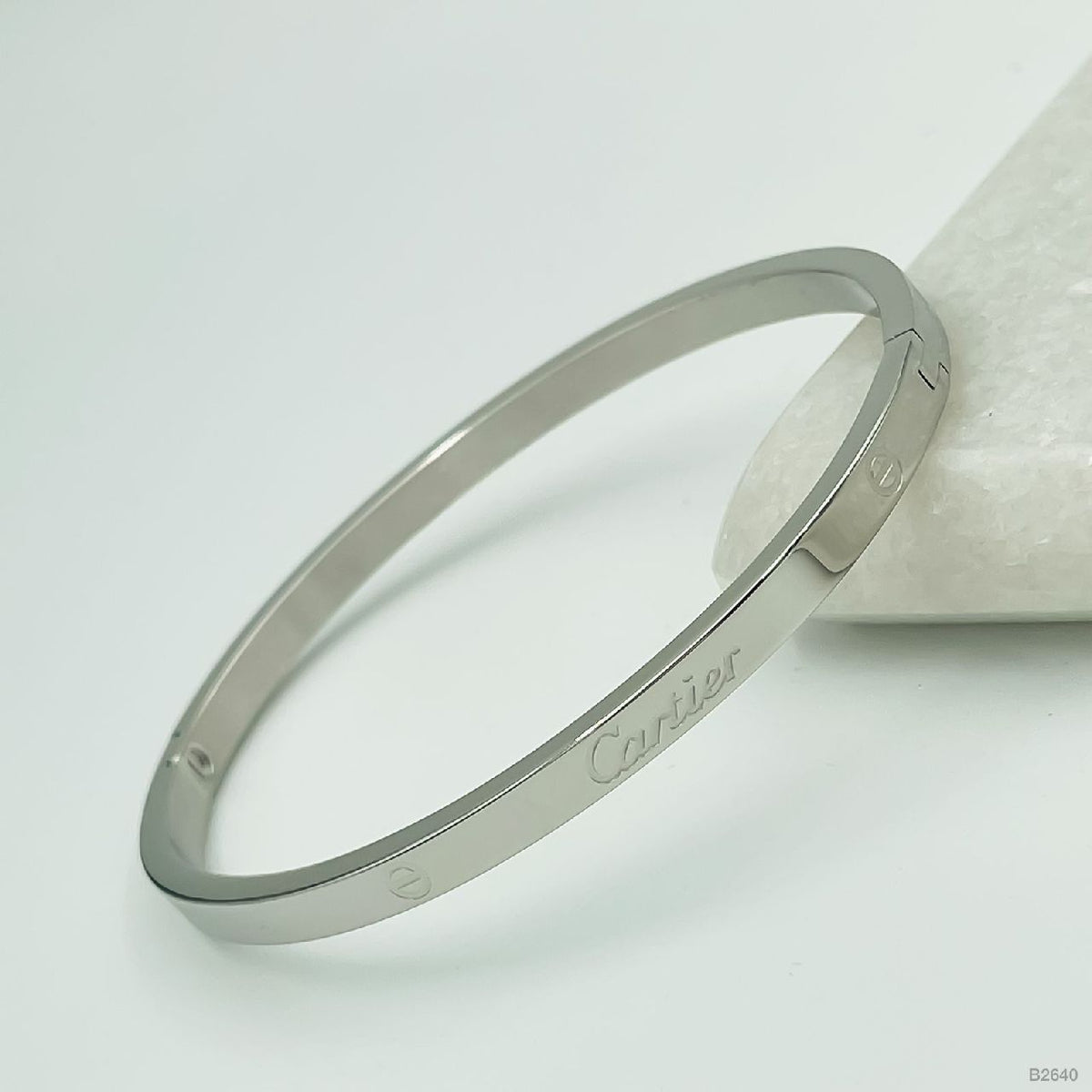 Stainless Steel Screw Bracelet Bangle Kada Women Silver