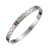 Stainless Steel Enamel Bracelet Bangle Kada For Women Silver