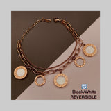 Copper Dual Link Chain Bracelet For Women Rose Gold White Black