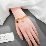 Roman Rose Gold Stainless Steel Layered Bracelet for Women