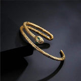 Copper Emerald Green Snake Bangle Cuff Kada For Women Gold