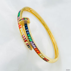 Classic Nail Rainbow Gold Plated Copper Openable Cuff Kada for Women