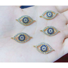 Copper Cubic Zirconia Blue Evil Eye Charm For Women