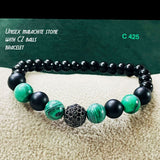 Onyx Beads Black Green Stackable Bracelet For Women