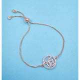 Ek Onkar Rose Gold Copper Cubic Zirconia Adjustable Slider Bracelet for Women