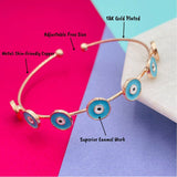 Copper Enamel Round Green Gold Evil Eye Bangle Cuff Kada Women