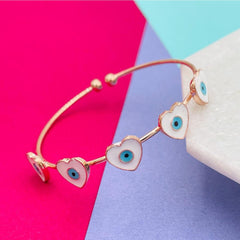 Copper Enamel Heart White Gold Evil Eye Bangle Cuff Kada Kids