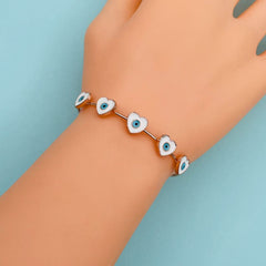 Copper Enamel Heart White Gold Evil Eye Bangle Cuff Kada Kids